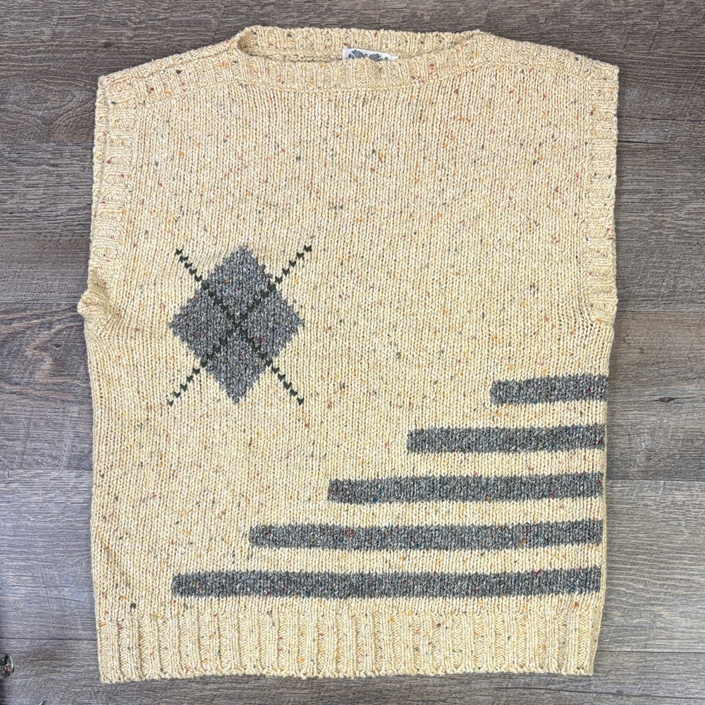 The Villager Vintage Silk-Blend Flecked Knit Sweater Vest (Size Large)